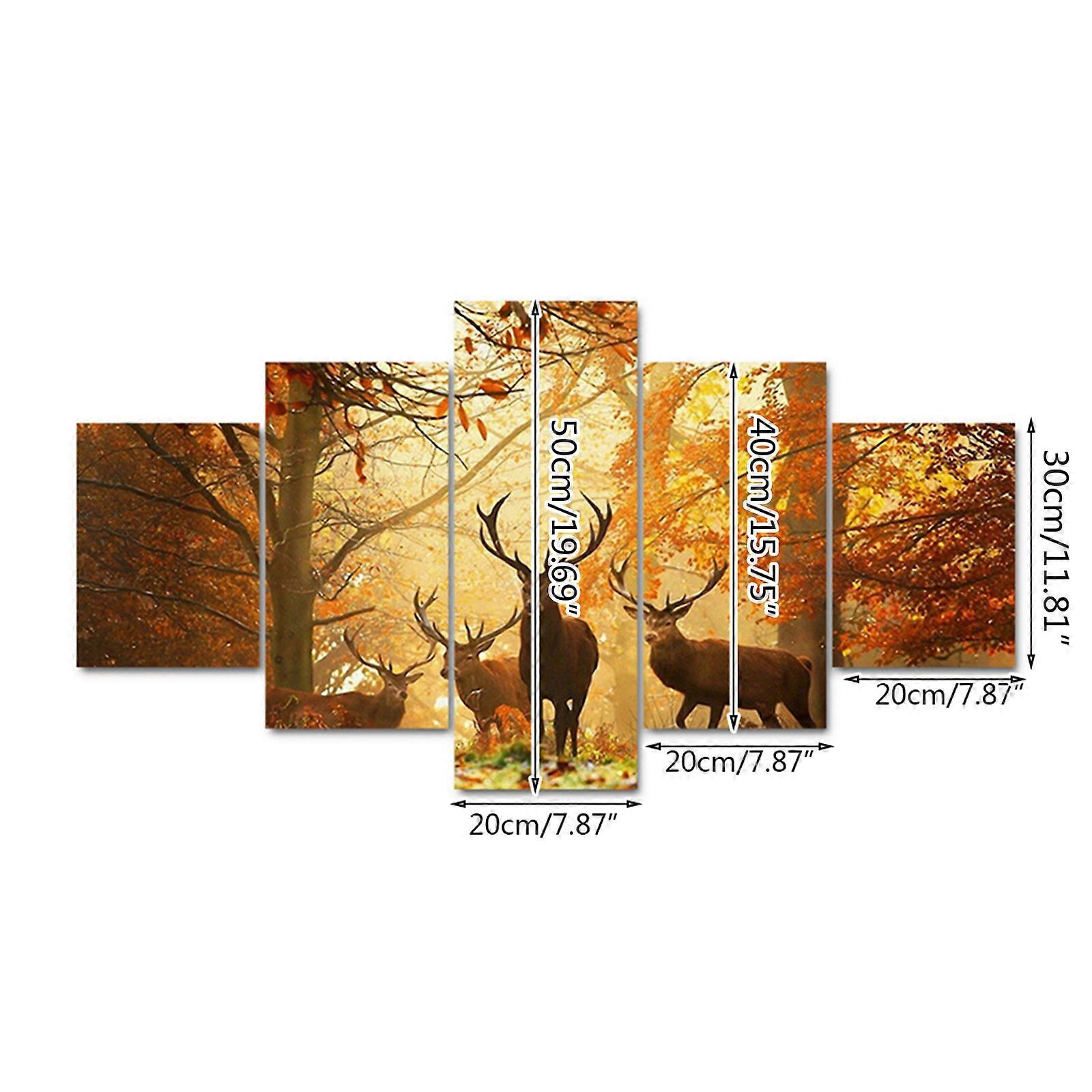 5 יחידות הדפסי בד אמנות נוף צבאים ללא מסגרת ציורים מודרניים לסלון קישוטי הבית צבעוניים