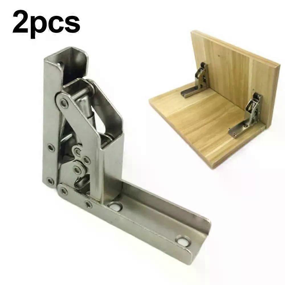 2PCS/Set 90 Degree Self-Locking Folding Hinges Hole-free Hinge Table Legs Brackets 90/180 Degree Flat Spring Folding Hinge