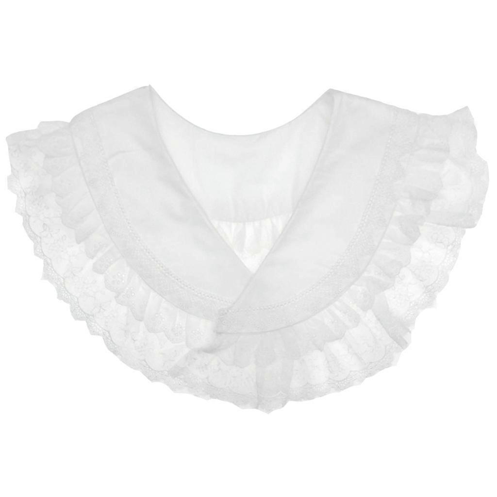 المرأة الربيع طبقة مزدوجة مكشكشة الدانتيل طوق وهمية شال التفاف الخامس الرقبة انفصال ديكي طية صدر السترة الكبيرة قلادة وشاح متدرجة بيضاء كابيليت المعطف