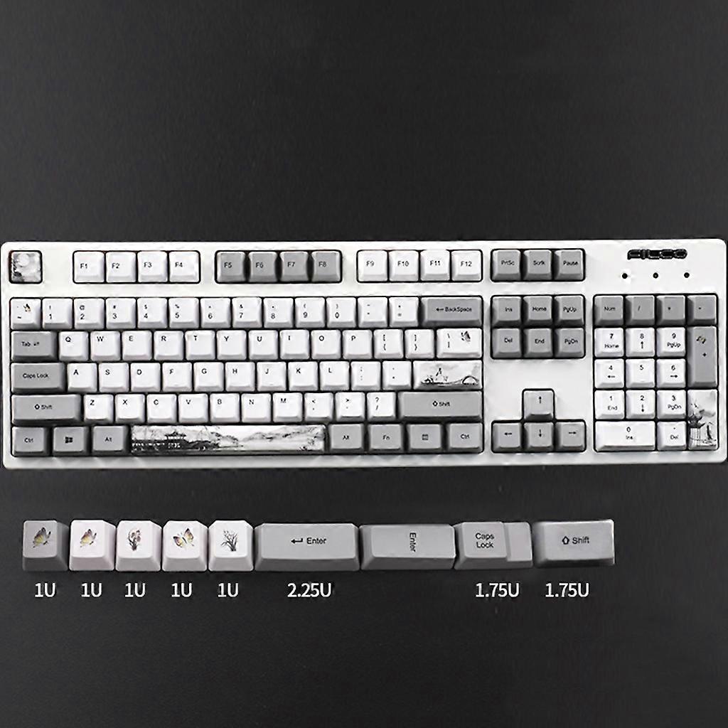 113 Keys Ink Keycap OEM PBT Keycaps Full Set Mechanical Keyboard Keycaps PBT Dye-Sublimation Keycap  Black