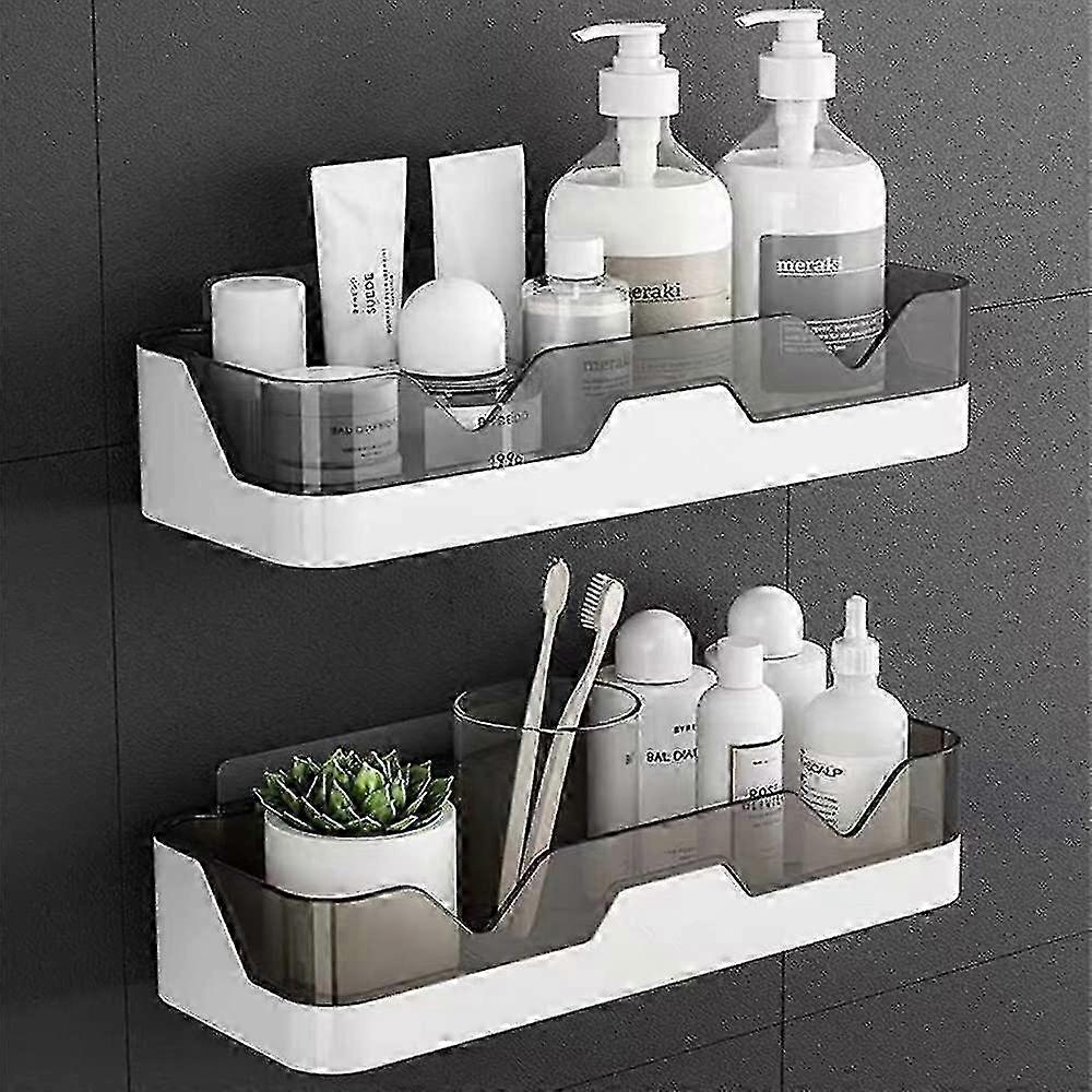 Wall Mount Shower Caddy 2 Pack - Bathroom Organizer with Adhesive Hooks