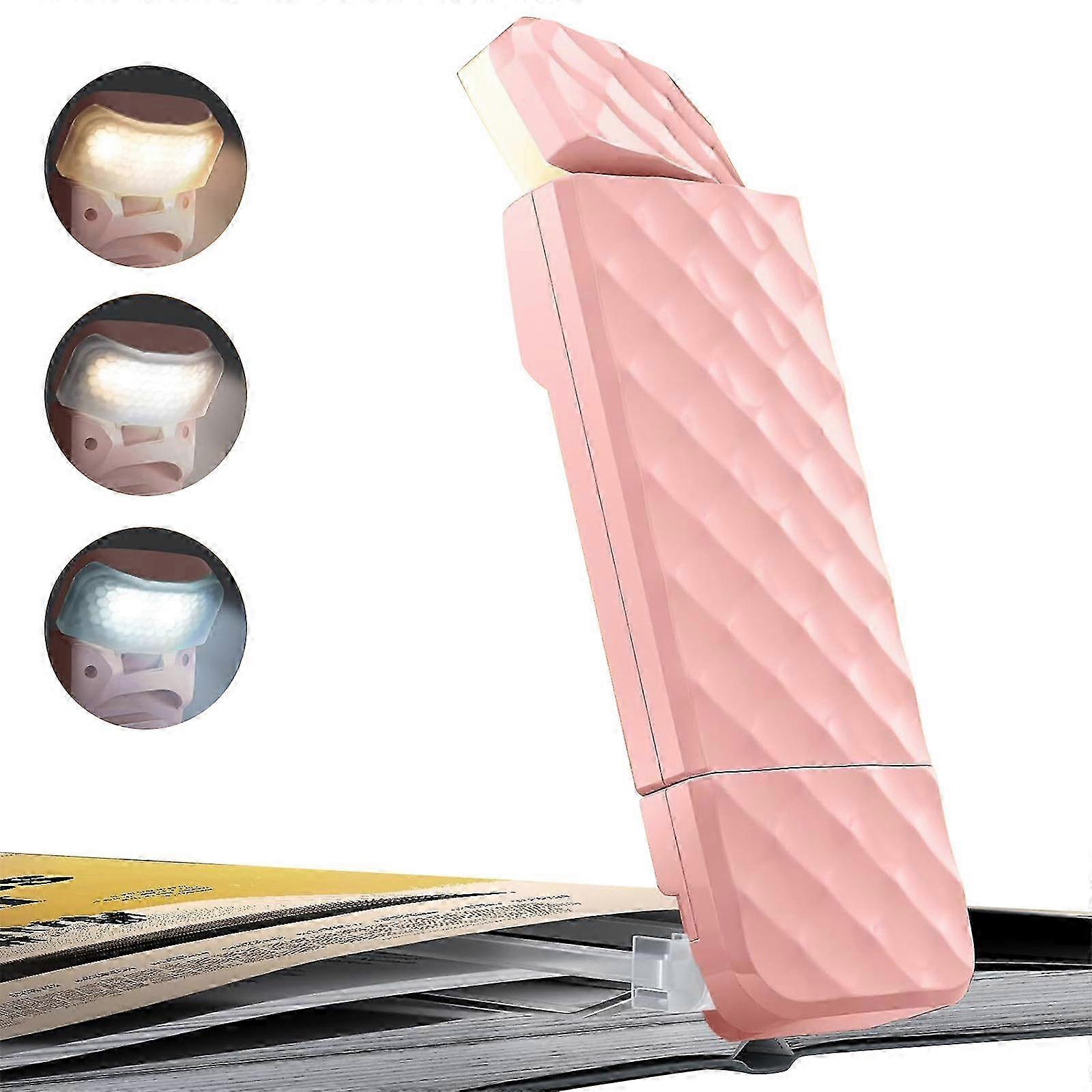 USB Rechargeable Clip-on LED Book Light for Bed Reading - Pink