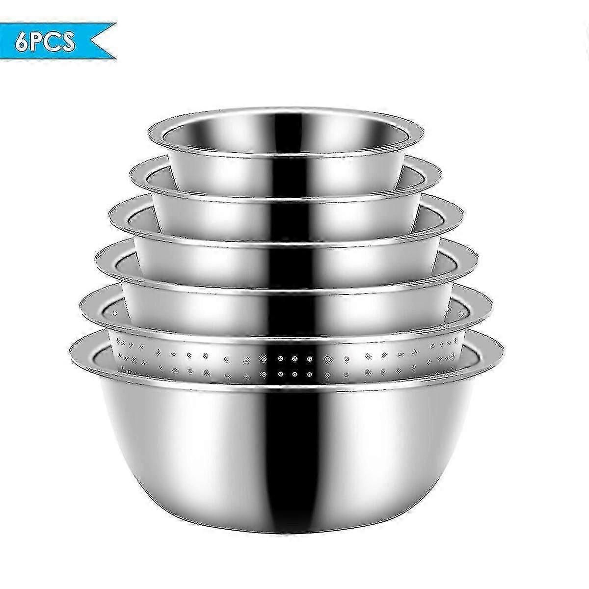 Bowls 6pcs/set Stainless Steel Mixing Bowls Set With Colander Stackable Anti Rust Stain