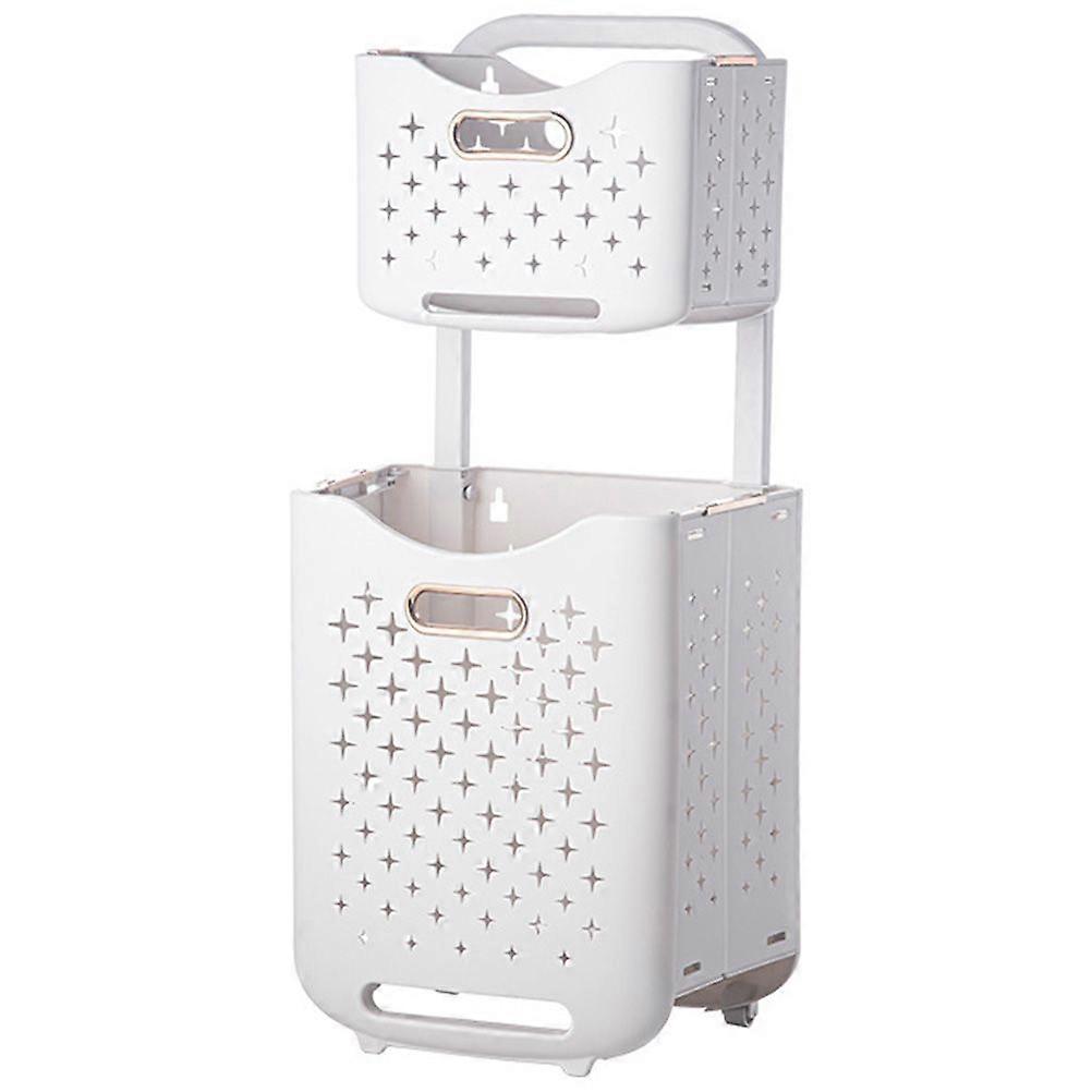 Collapsible Double Layer Laundry Basket Laundry Basket Folding Laundry Basket with wheel