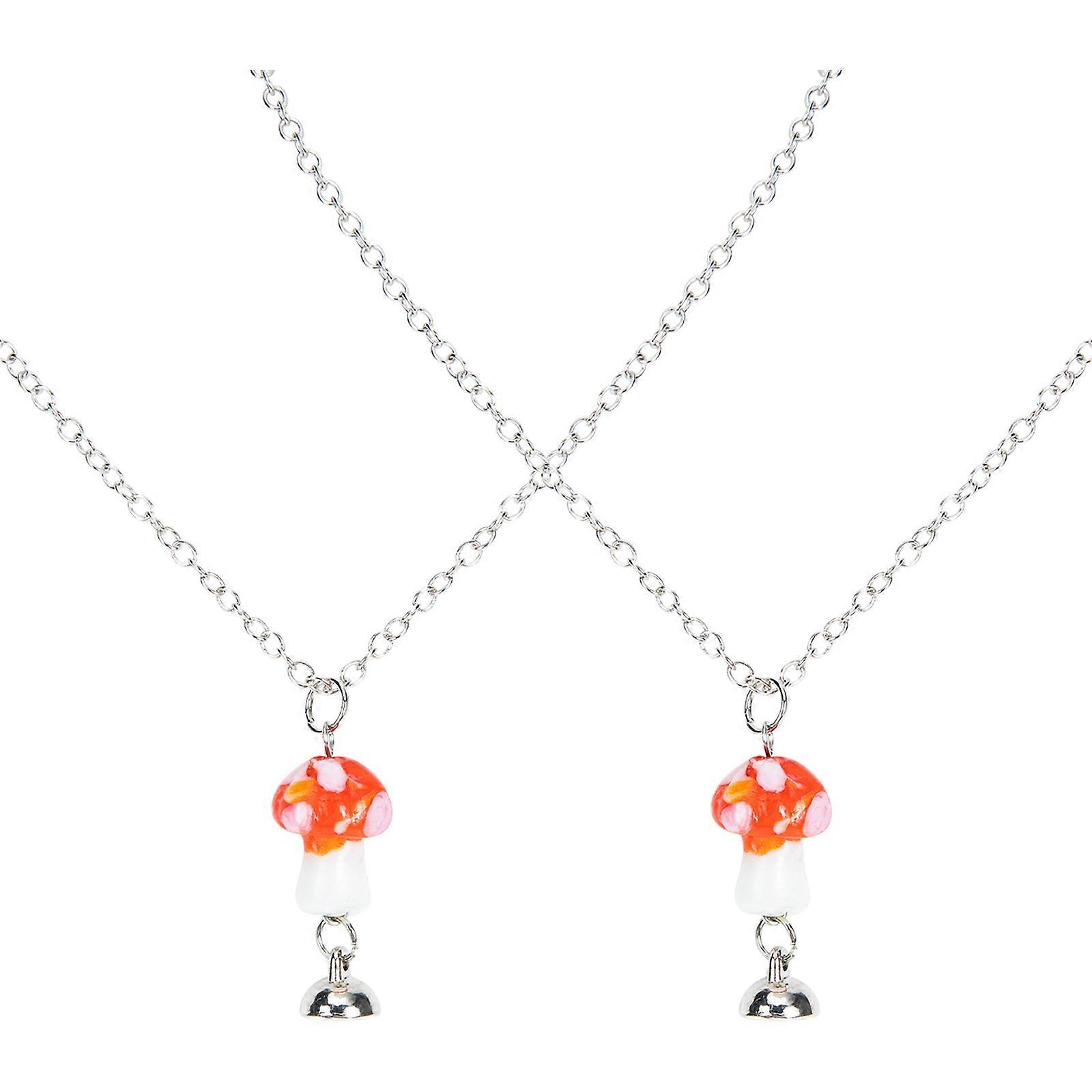 Couples Necklace Magnetic Matching Red Mushroom Sweater Chain Different Occasions 2Pcs