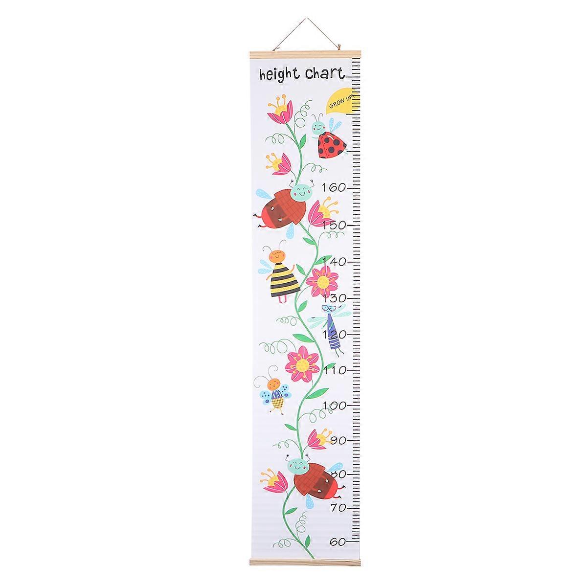 Nordic Style Wall Growth Chart Ruler for Durable Oil Canvas Height Measurement Decor, Cartoon Flower Design, Easy to Hang for Nursery Playroom