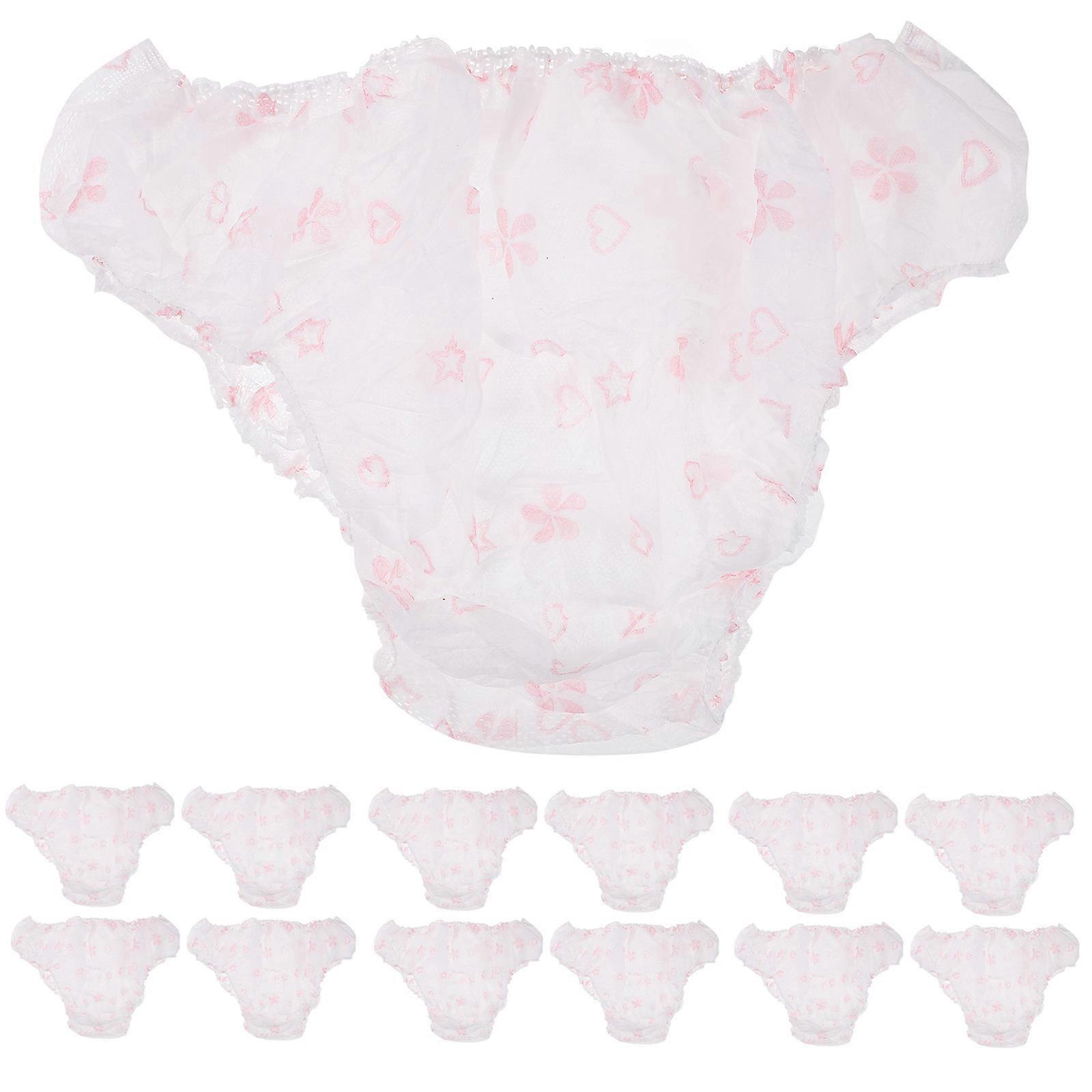 Women Spa Briefs Disposable Pink Non-Woven Fabric Underwear Breathable Elastic 25Pcs