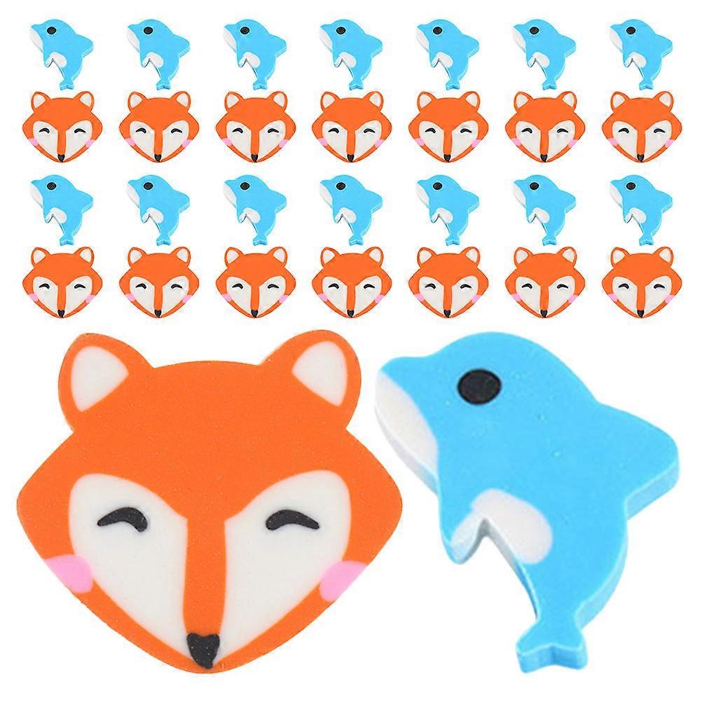 Bulk Erasers For Home And Office Use Cute Fox And Dolphin Shapes Assorted Color 2.70X2.50X0.60CM Erasing Colored Pencil Marks 1 Set
