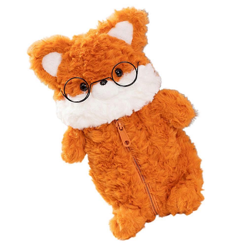 Cute Design Cartoon Fox Plush Pencil Case For School Supplies Fluffy Pen Pouch 1Set