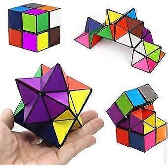 Magic Star Cube,SHONCO 2 in 1 Combo Infinity Cube Toy Transforming Geometric Puzzle 3D Assembly Fidget Stress Anxiety Relief Magic Puzzle Cubes for Ki