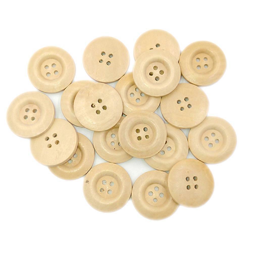 Decorative Button Wooden Wide Button Diy Decoration 25mm Light Brown For Handmade Materials 100Pcs