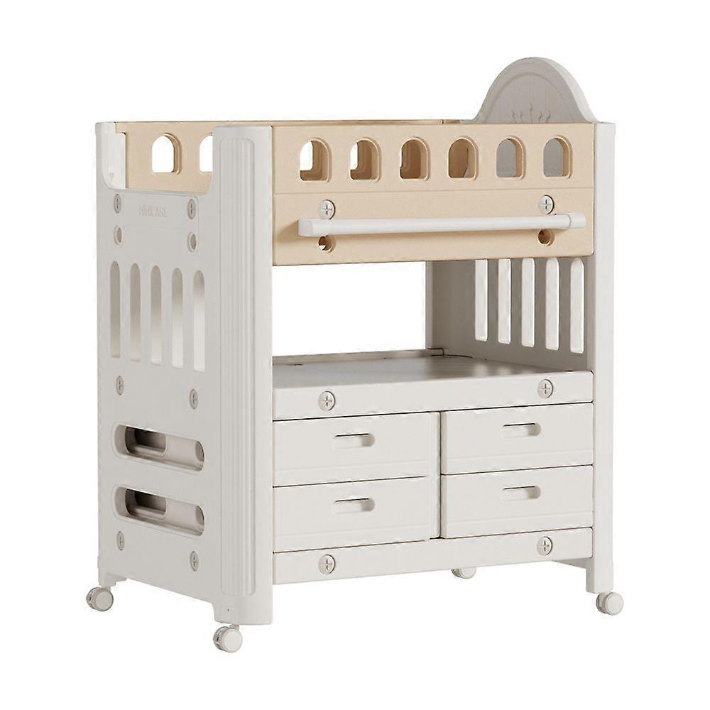 Mobile Baby Diaper Changing Table with 4 Drawers and Storage Shelf