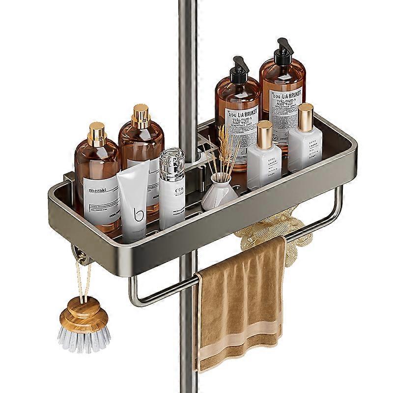 1pcs No Drill Shower Caddy,Rustproof with Hook, Towel Bar