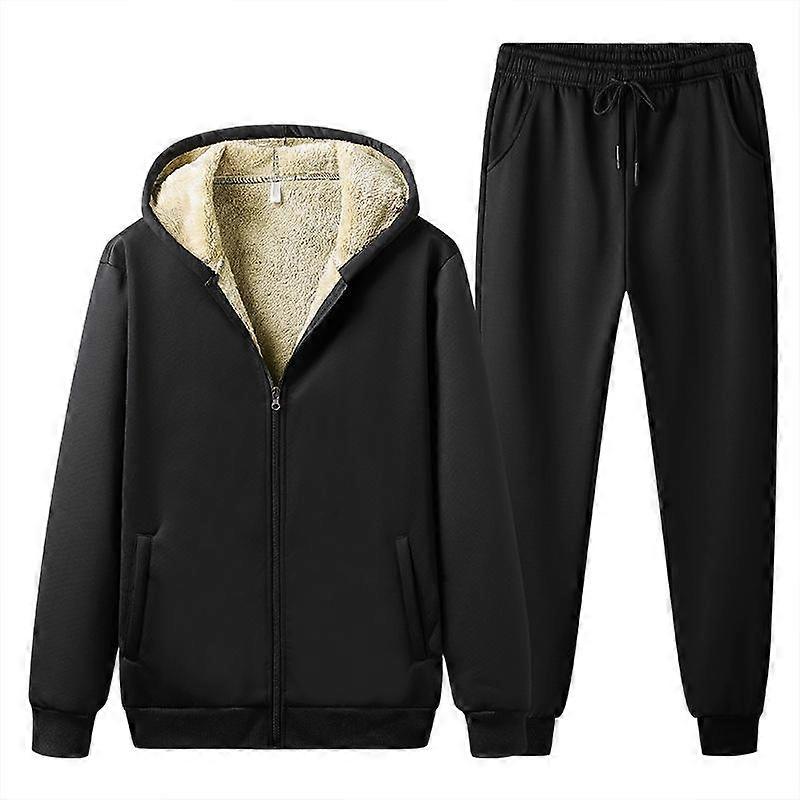 Męski garnitur Sweter z kapturem z polaru jagnięcego Ciepły jeden zestaw z dwuczęściowym trendem rekreacyjnym