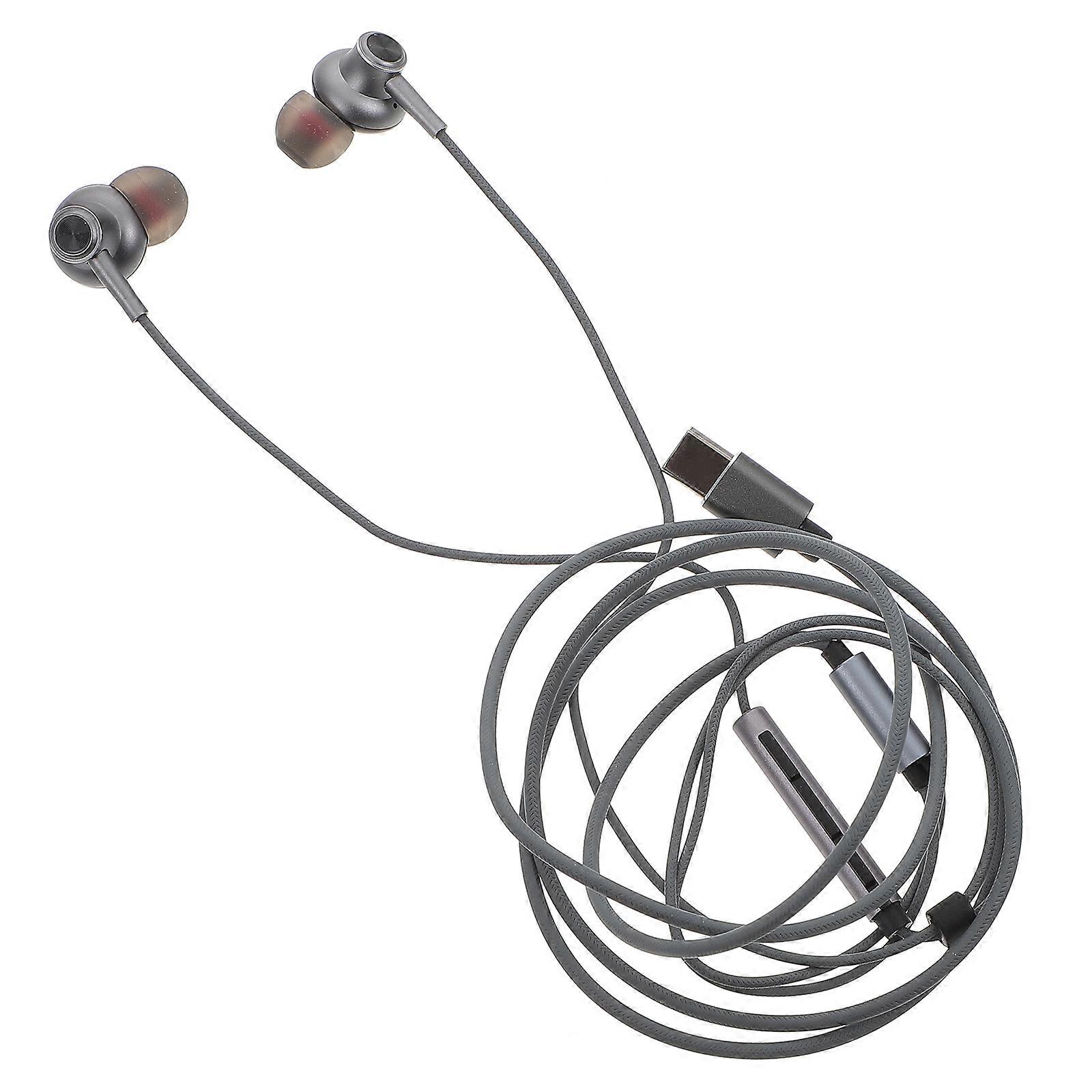 Type C In-Ear Headphone For Running Grey 120*1*1cm Noise Isolation 1Pcs