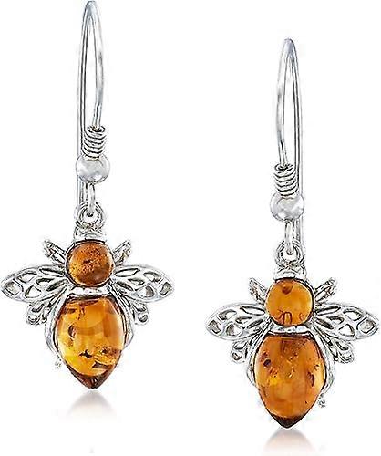 Amber Bumblebee Earrings in Sterling Silver