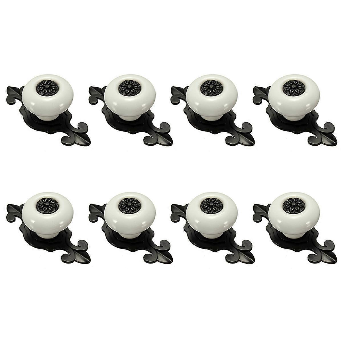 Vintage Ceramic Door Drawer Cupboard Pull Handle White+Black