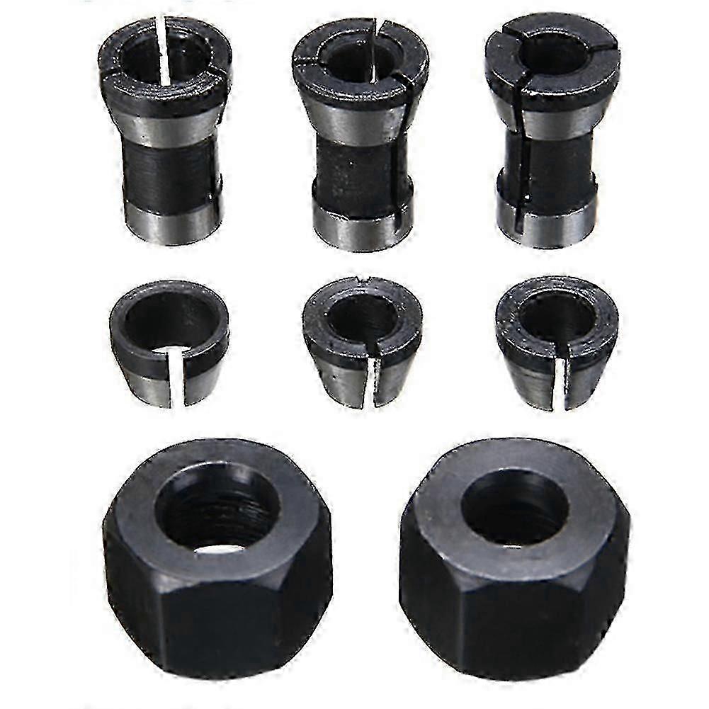 High Precision 8-Piece Adapter Collet Set for 6mm 6.35mm and 8mm Collet Chuck Suitable for Engraving and Trimming Machines