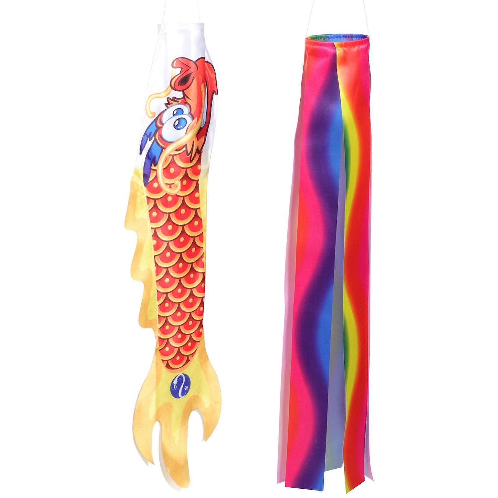 Lawn Ornaments Outdoor Garden Decor Dragon Shape Windsock 70x10cm 1Set