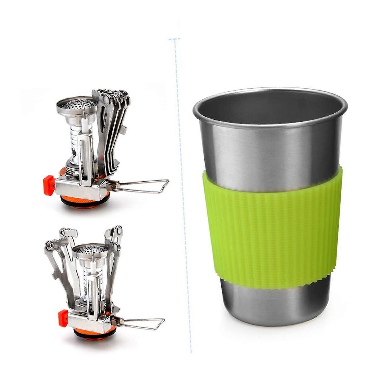 Outdoor Camping Pot Set - Lightweight Aluminum Cookware Kit with Non-Stick Finish, Green Color, for Hiking and Backpacking