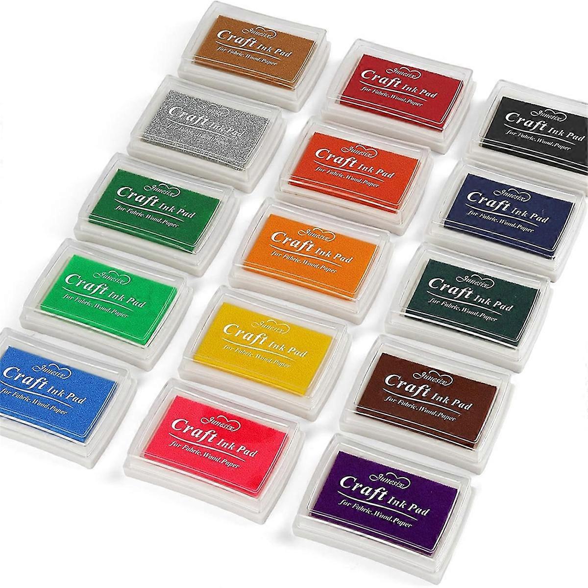 15 Colors Craft Ink Pads, Washable Finger Stamp Pad for Kids DIY, Paper, Wood Fabric, Scrapbooking,