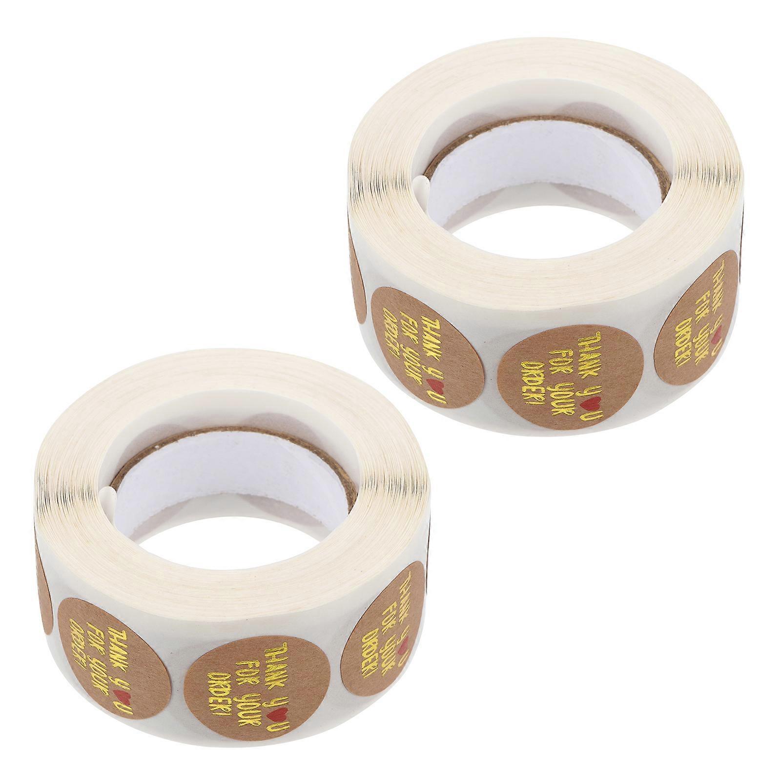 Self-Adhesive Thank You Label Stickers Unique present Packaging Brown 2.5x2.5cm Decoration 2 Rolls