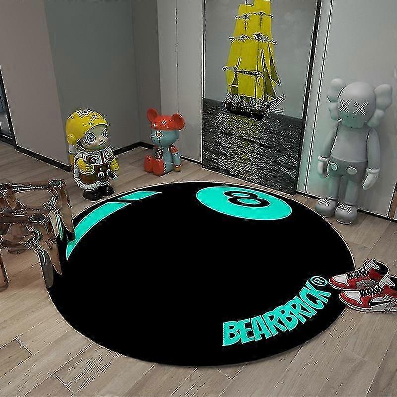 Simple Black Eight Round Carpet for Bedroom and Billiards - Dirt Resistant Pool Table Mat