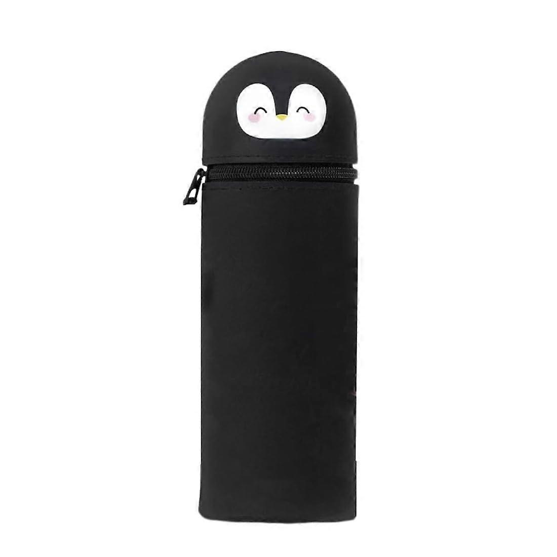 Kawaii Pencil Case 2-in-1 Soft Silicone 18.5x6.5cm Animal Theme Zipper Pen Holder for Markers and Pens