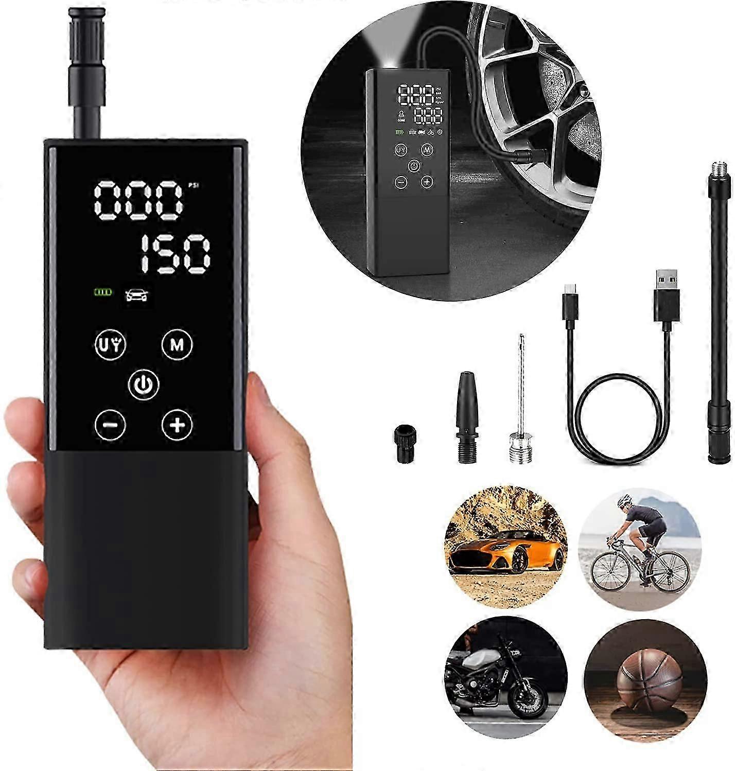 Portable 150PSI Air Compressor for Cars, Bikes, and Motorcycles with LED