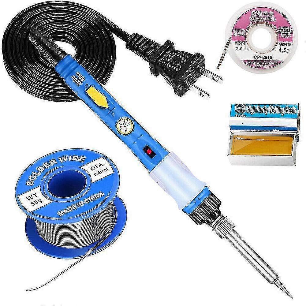 60W Adjustable Temperature Soldering Iron Kit with Solder Wire, Wick, and Flux Paste for DIY Electronics Repair