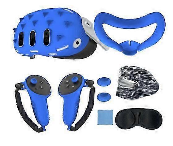 7pcs Tillbehör Set Silikon VR Front Shell Protector Controller Grips Cover Anti-Scratch Skyddande Skydd Ansiktsskydd Linsskydd för Quest 3