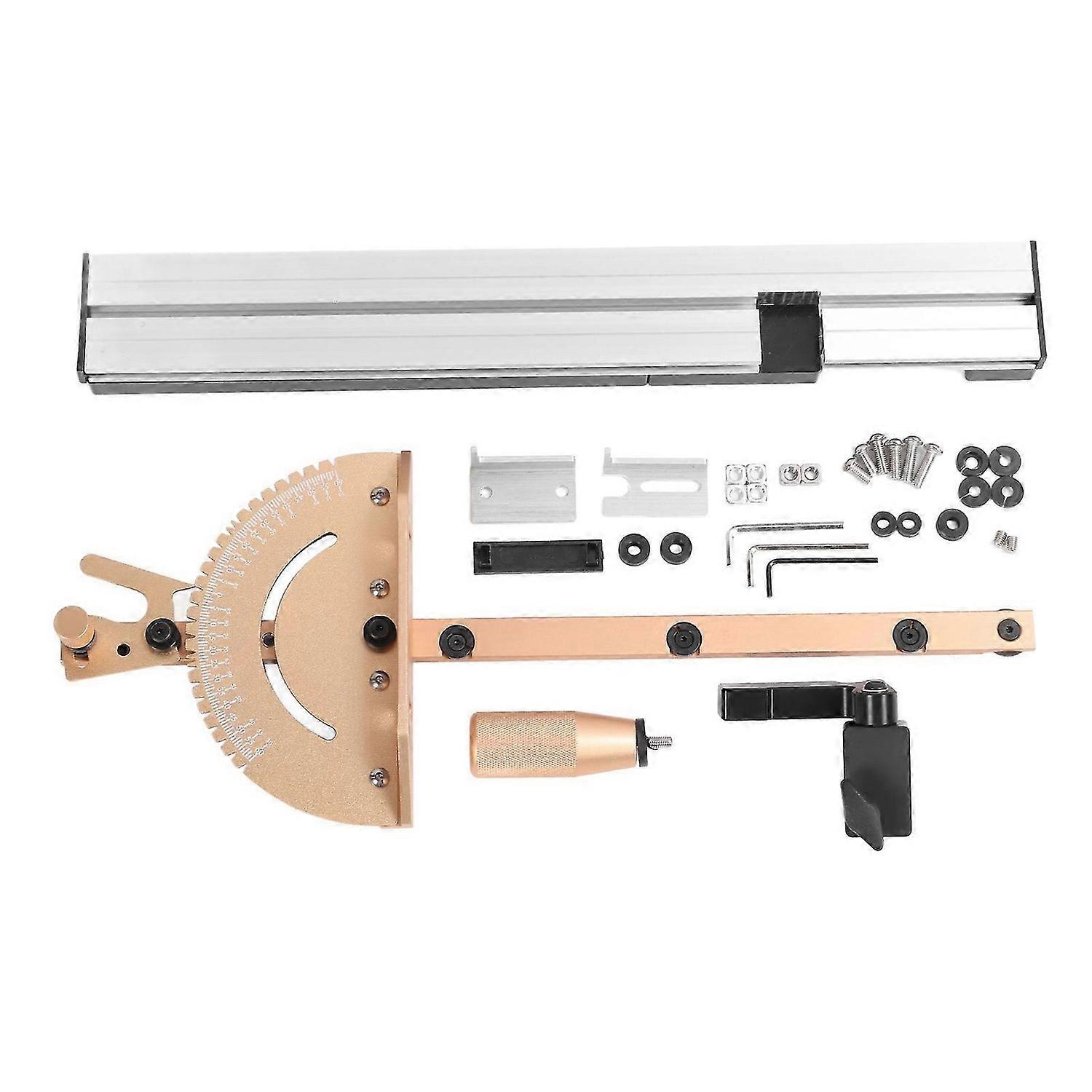 Angle Miter Gauge with Track Stop Aluminum Alloy Assembly Ruler for Woodworking Table Saw Router