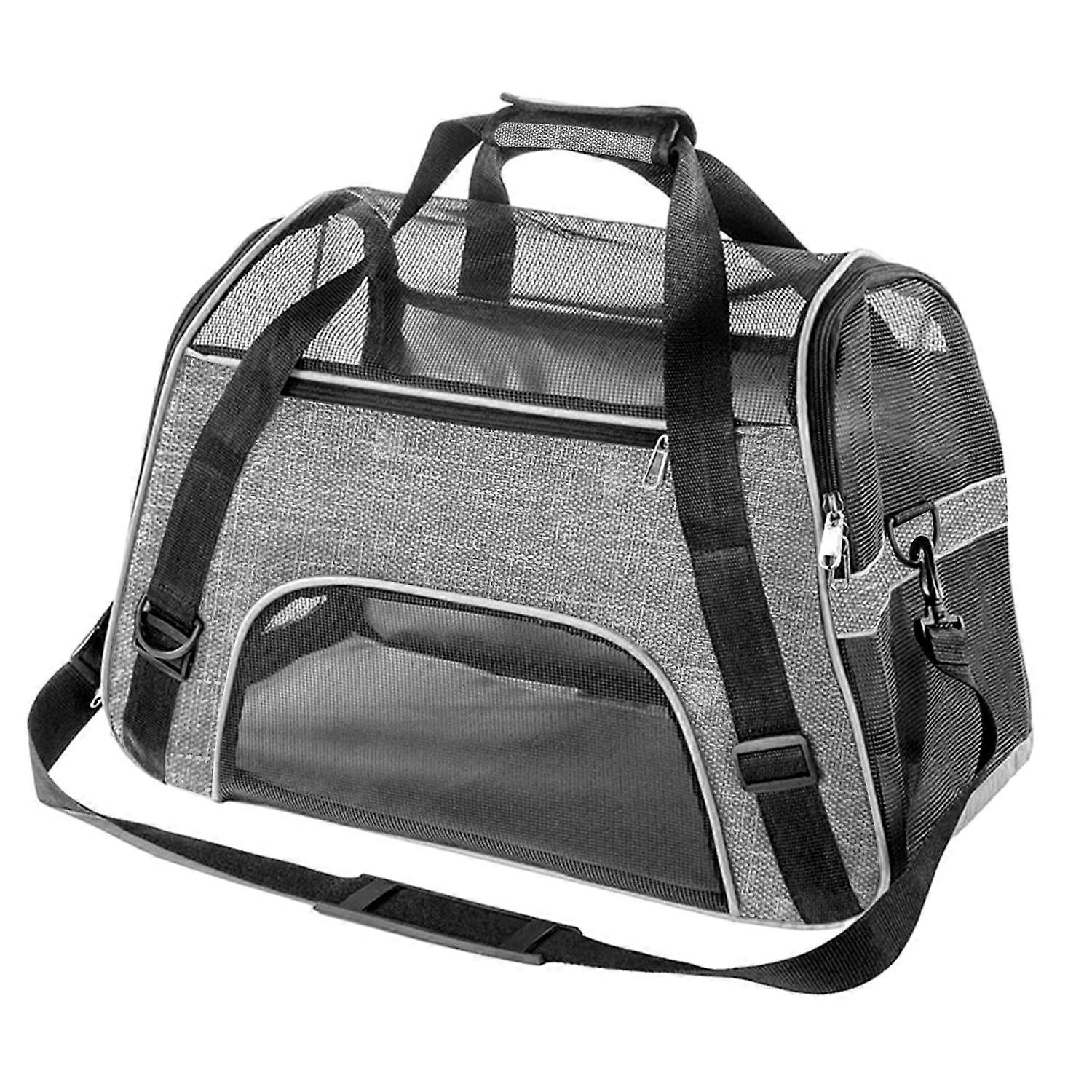 Pet Carrier - Portable Foldable Cat Carrier with Shoulder Strap, Removable Mat, Breathable Mesh, Durable for Small Medium Gray