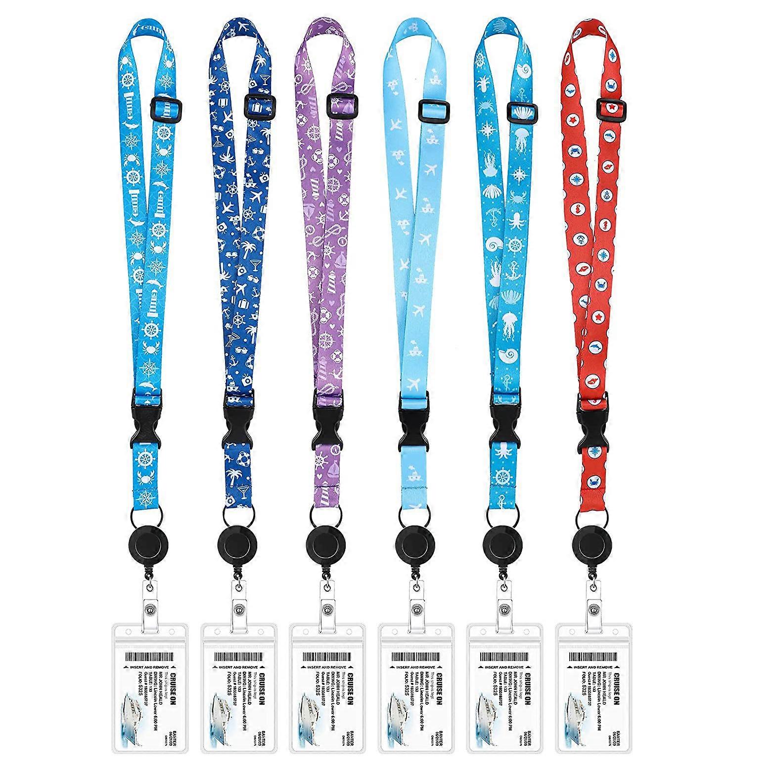 6 Pack Cruise Lanyards, Cruise Ship Lanyards with Waterproof ID Badge