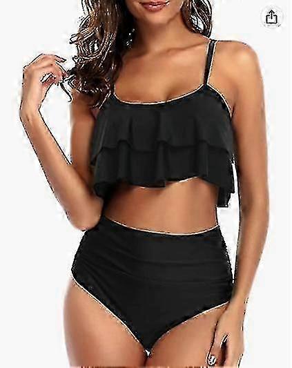 أنيقة المرأة كشكشة عالية الخصر بيكيني ملابس السباحة - تصميم جديد 2 قطعة مجموعة ملابس السباحة للشاطئ والمسبح المرح