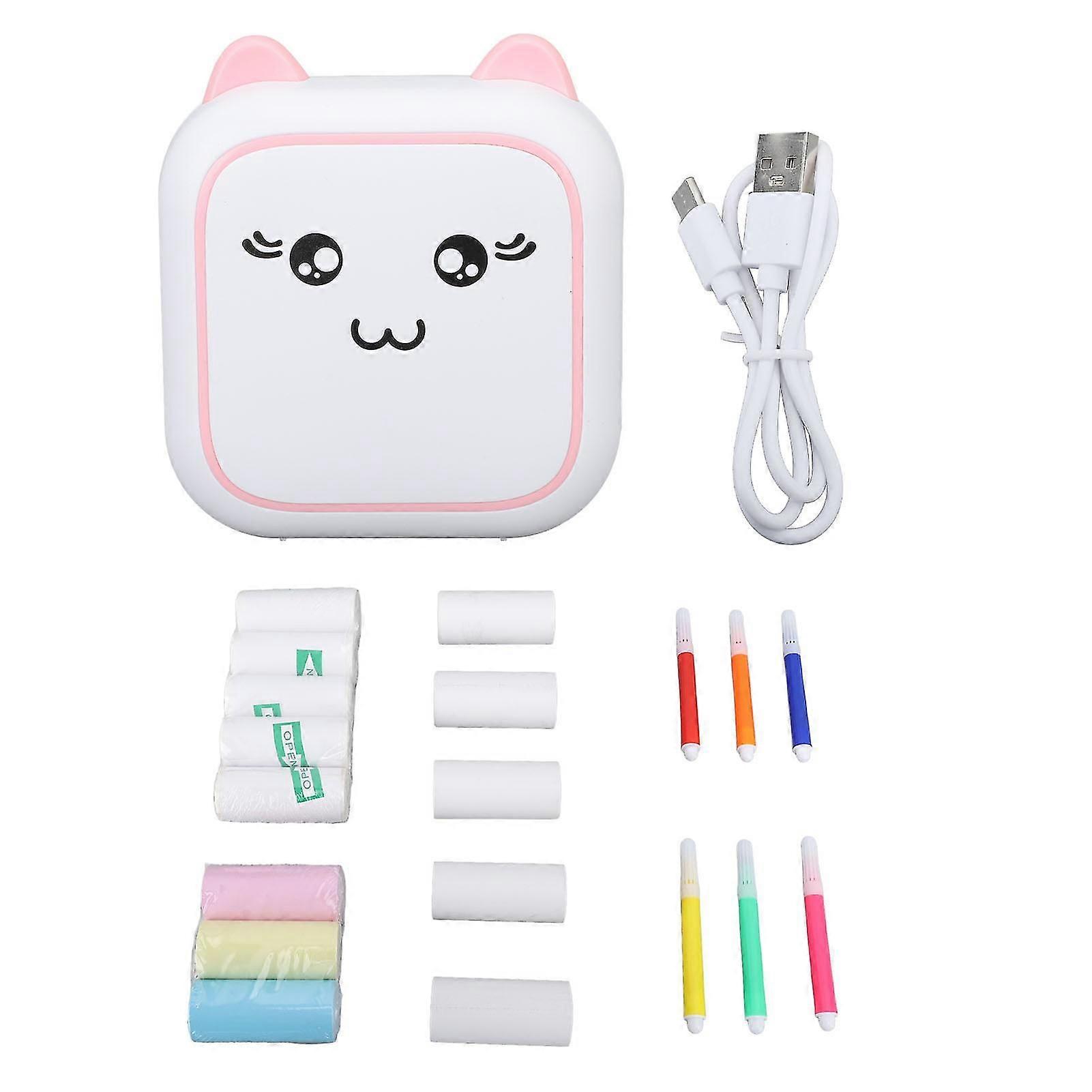 2024 Bluetooth Mini Pocket Printer Portable Thermal Printer with Printing Paper for Notes Journal Memo Photo Study Pink