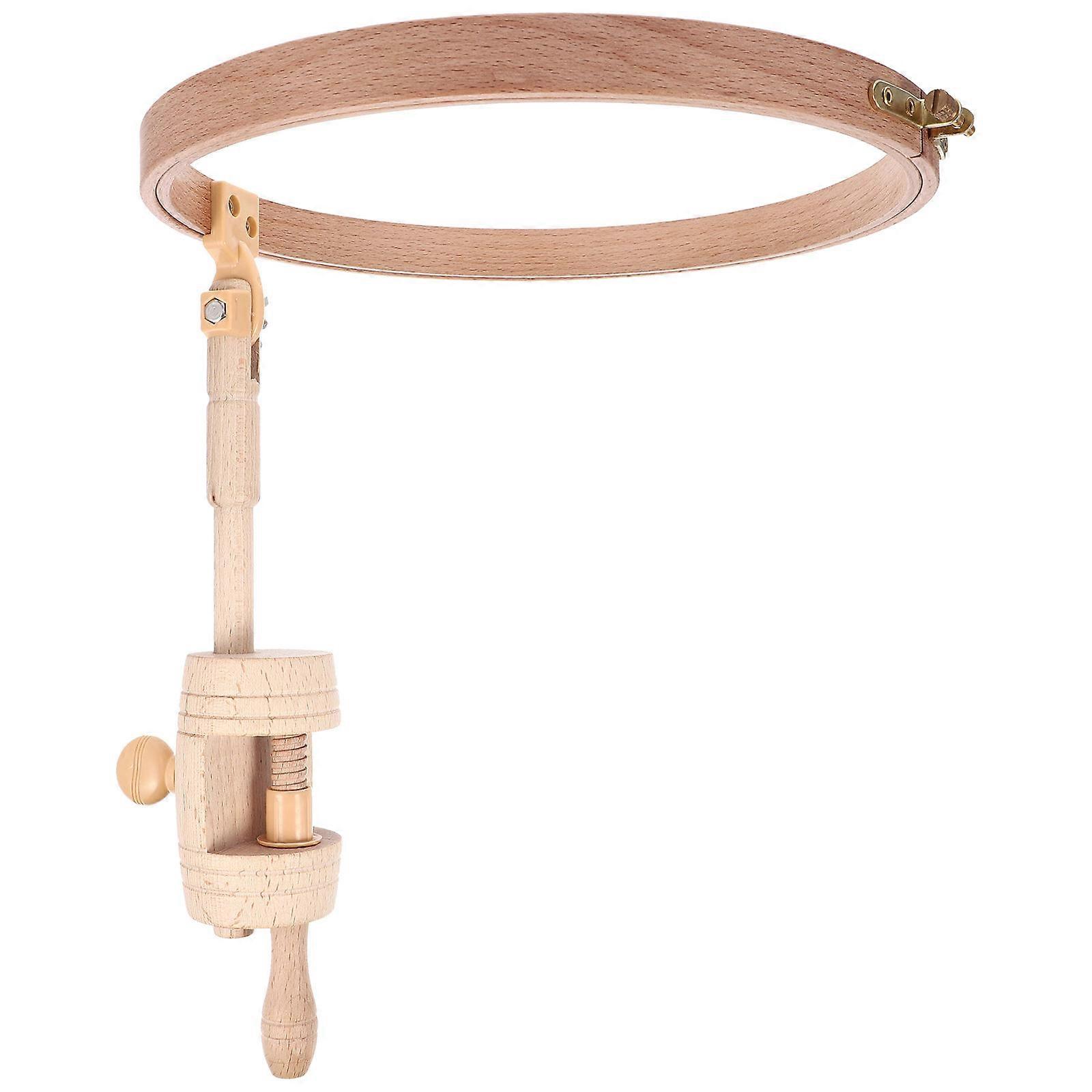 Scrollable Embroidery Hoops Stand Round Wood Embroidery Stand For Home Use Crafts 11.8×9.8×9.8in 1Pack