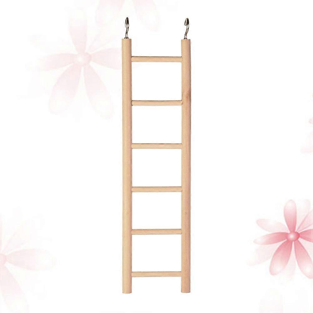 Parrot Ladder Toy with Metal Hooks for Attachment Safe Natural Material Beige 7.8 Inches