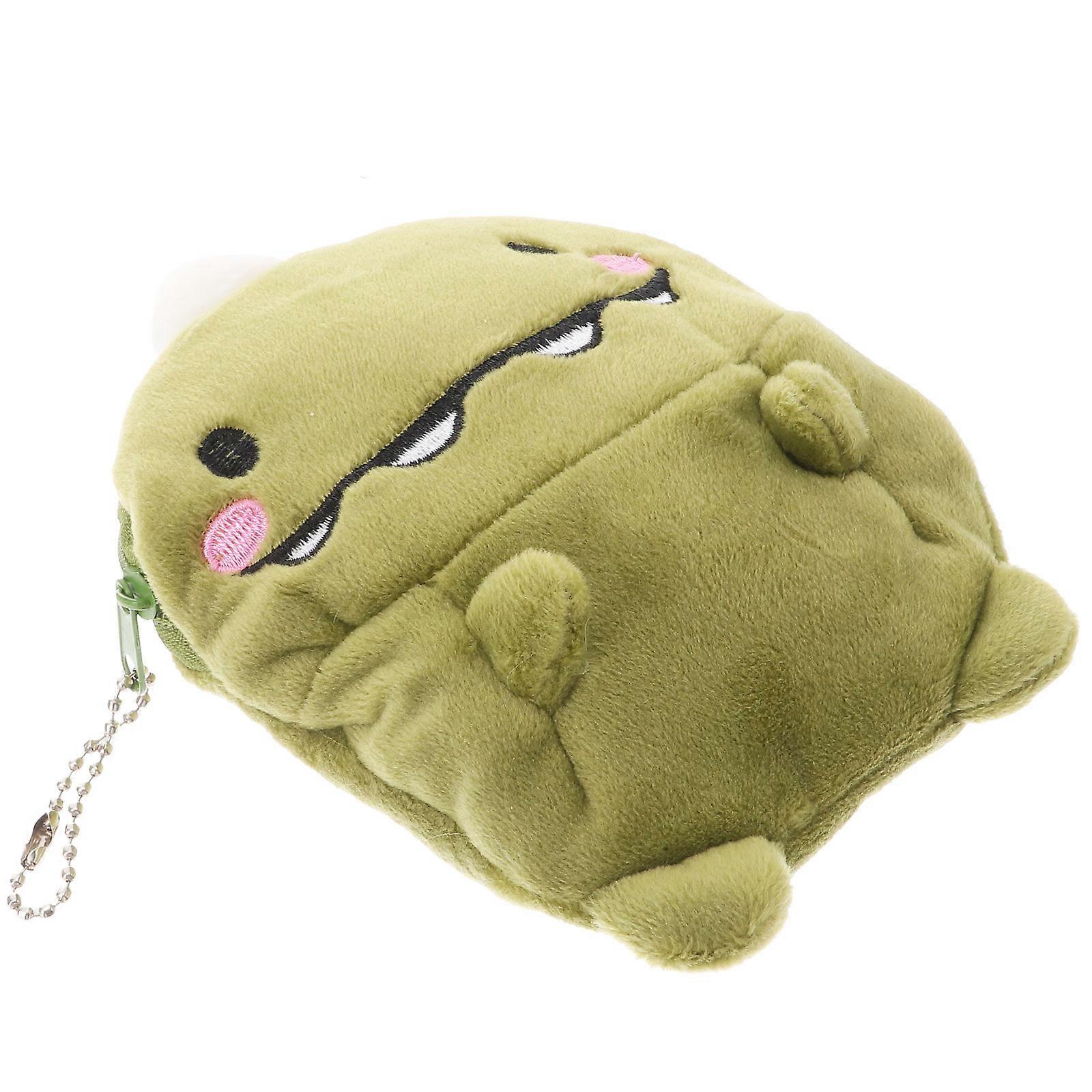 Green Dinosaur Coin Purse Plush Change Pouch Zipper Holder Mini Wallet Bags for Women Girls Kids