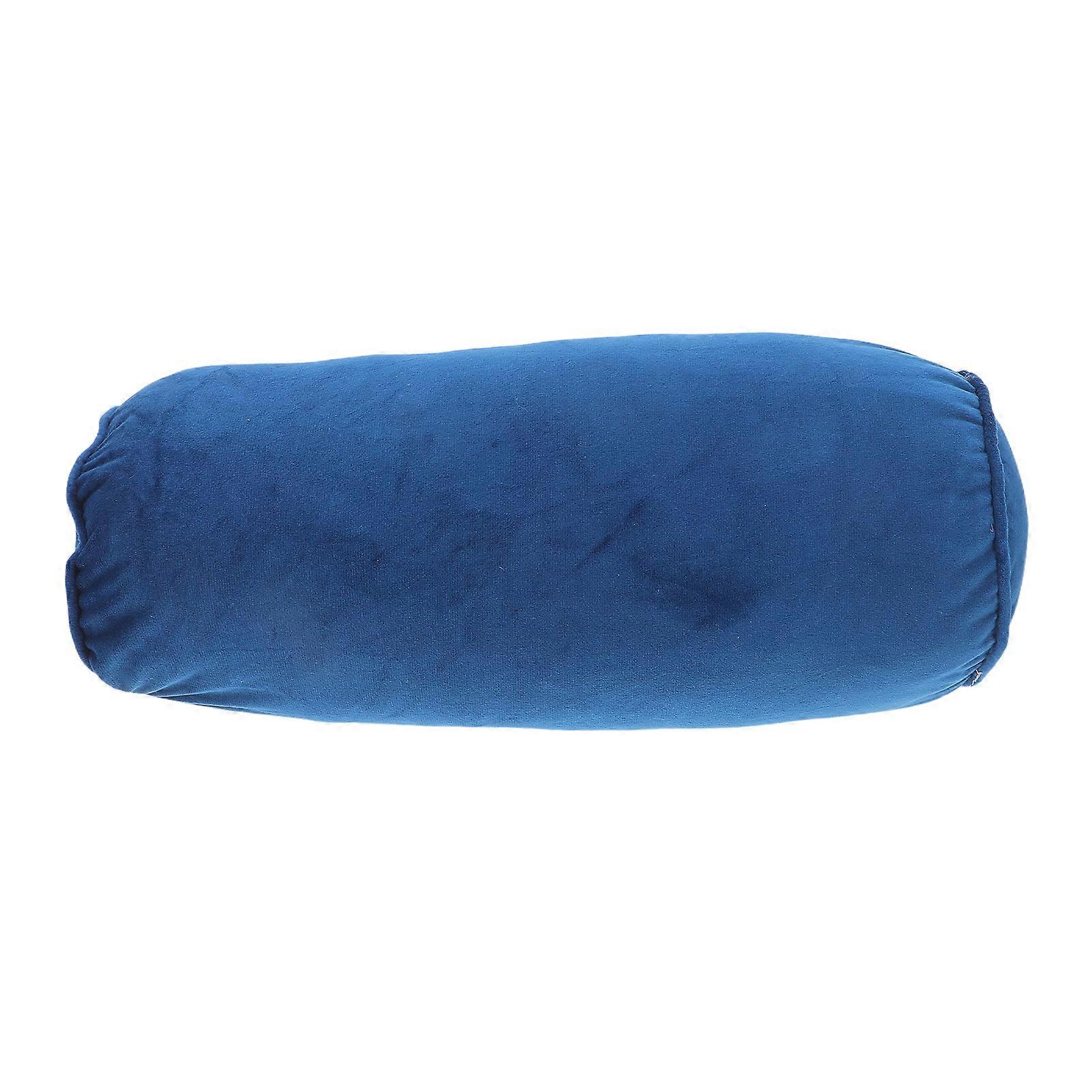 Neck Roll Footrest Cushion For Yoga Fitness Relaxation Cylindrical Shape Blue Color Cotton Linen Material Ergonomic Alignment 1Pcs