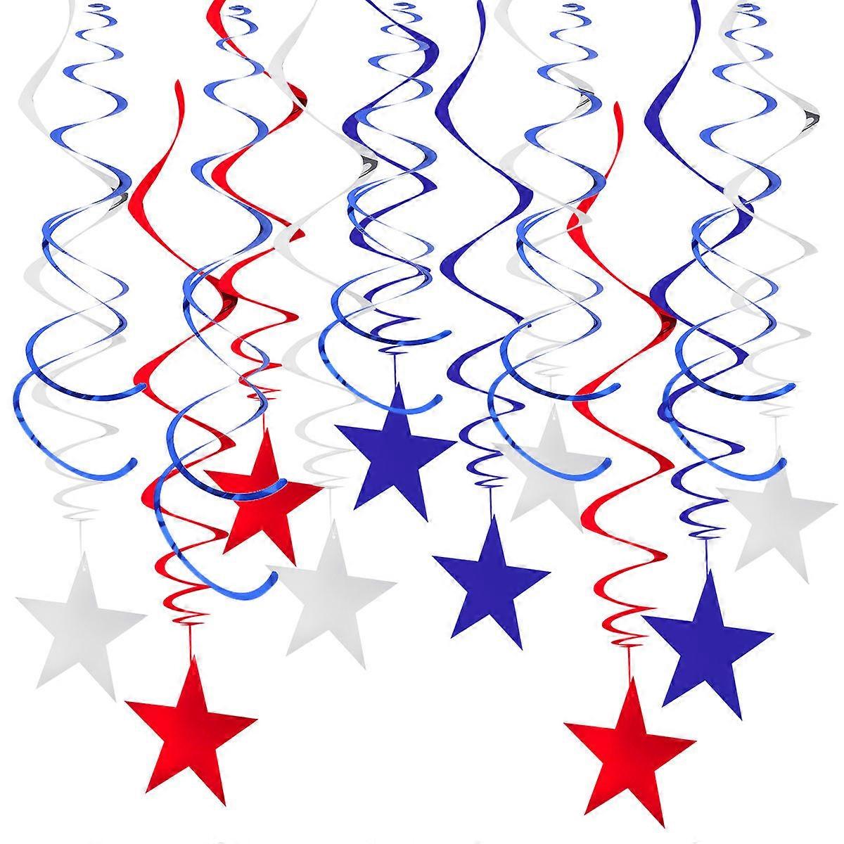 30pcs 4th of July Hanging Swirls Decorations in Assorted Colors for Independence Day Celebrations