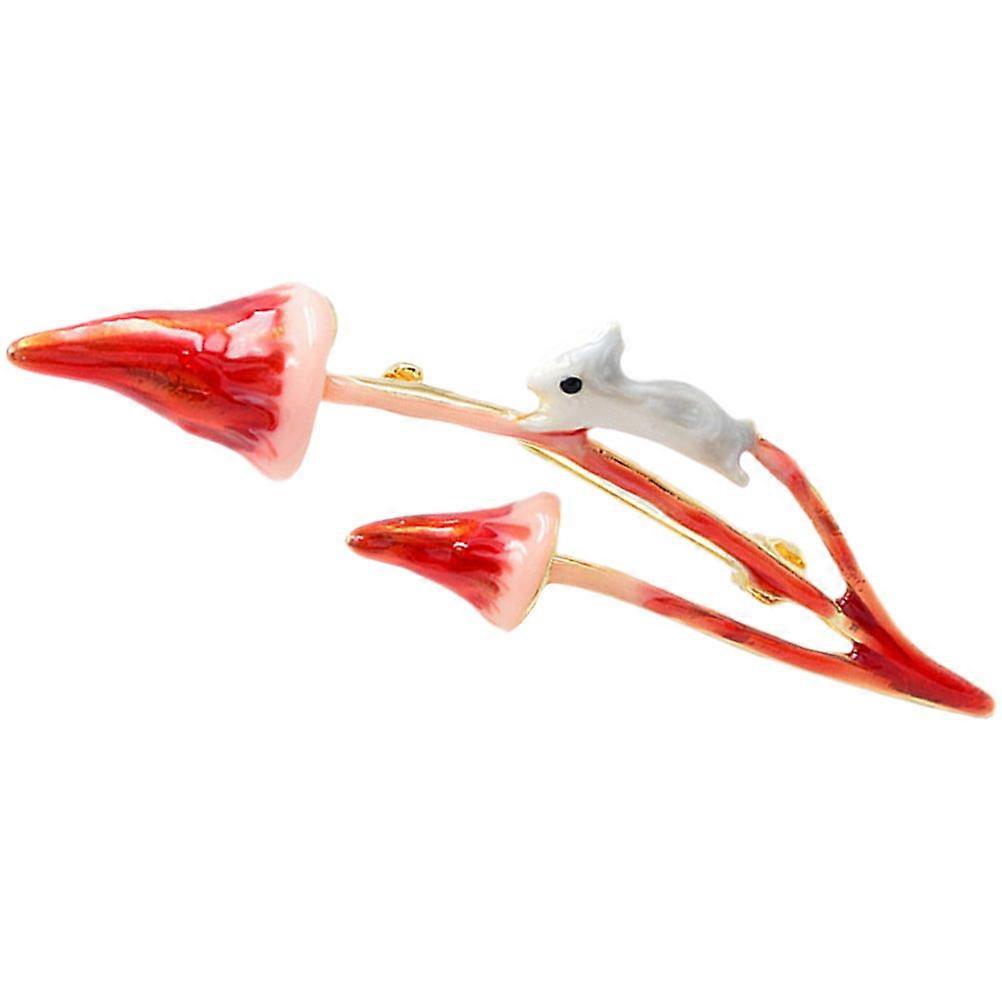 Chic Red Alloy Brooch for Women with Safe Locking Closures for Decoration Use 1.5 inches