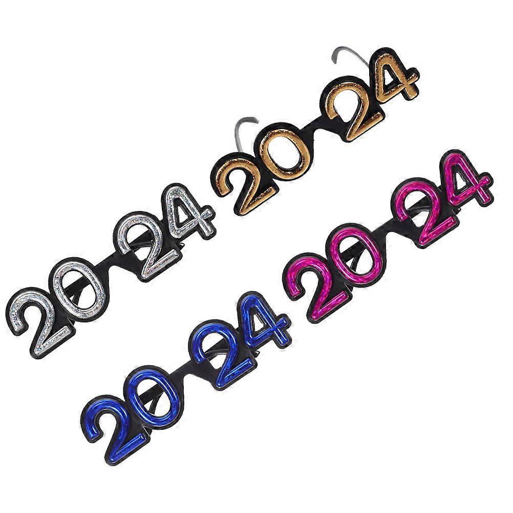 Glasses Funny Eyeglasses New Year Eve Party Eyewear Assorted Color Compact Design 4 Pairs