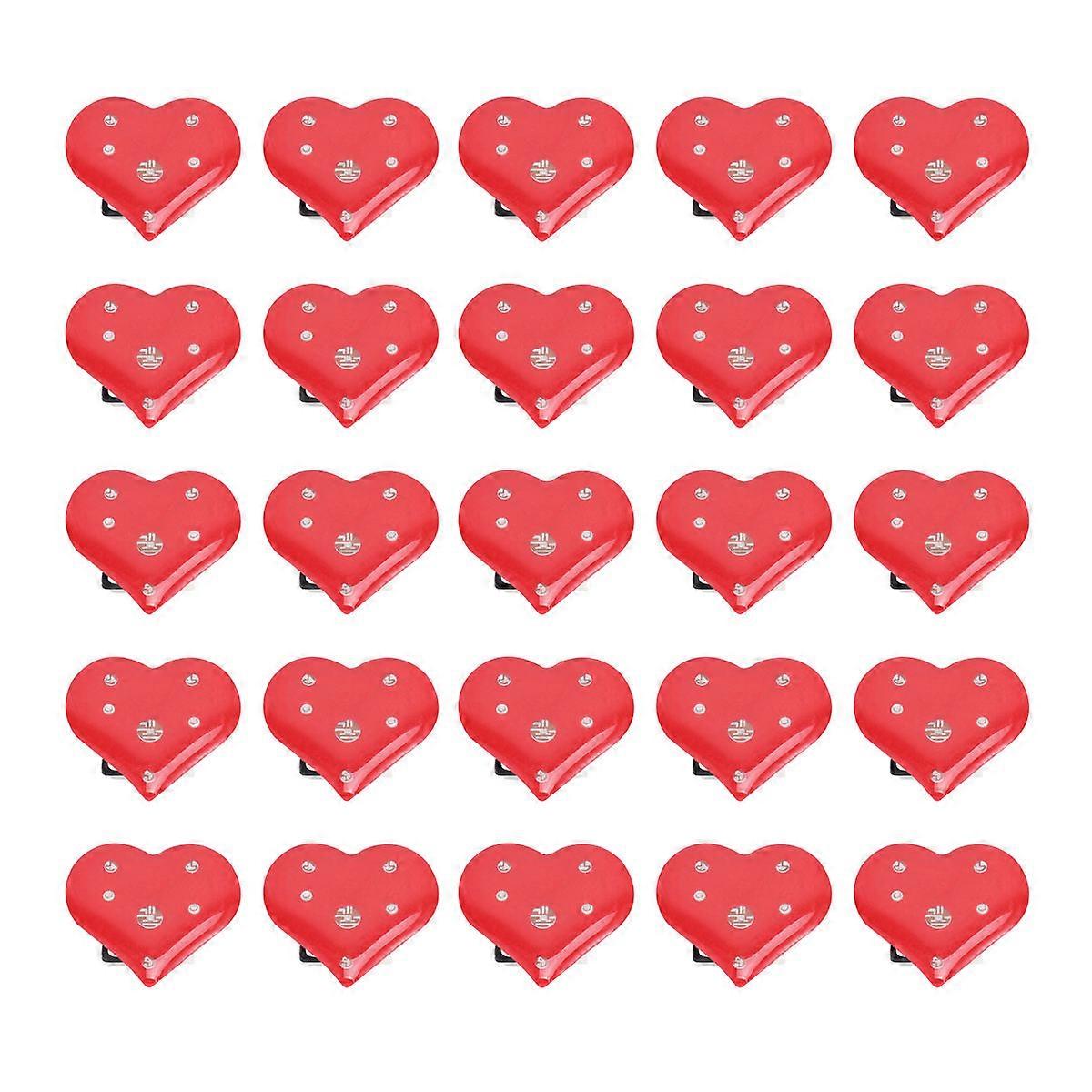 Flashing Lapel Brooch Plastic Powered Event Decoration Red Heart Shape 25Pcs