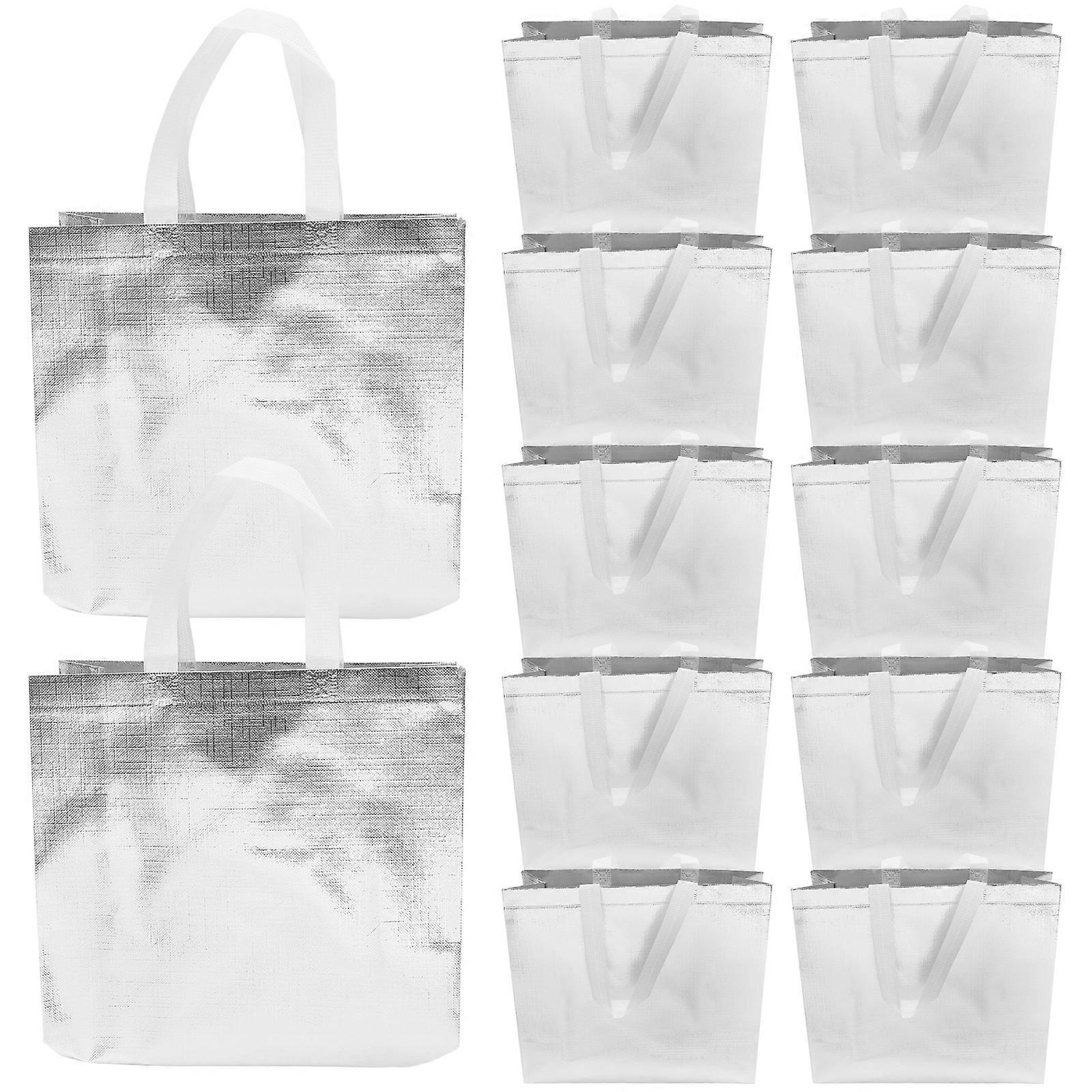 Reusable Shopping Tote Bags with Handles Made of Nonwoven Fabrics for Storage Use Silver