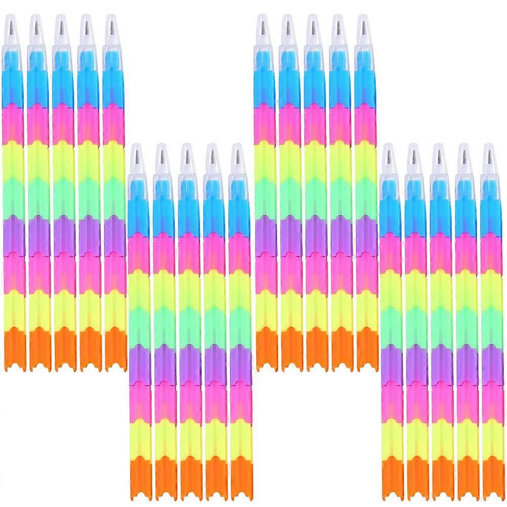 25pcs Building Blocks Pencils Stackable, Multi Functional Color Writing Tools for Students, Party Favors, School Supplies