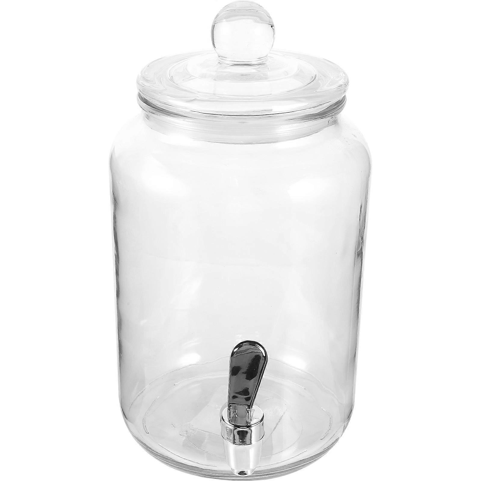Glass Dispenser Transparent Beverage with Faucet Controlled Pouring for Storage