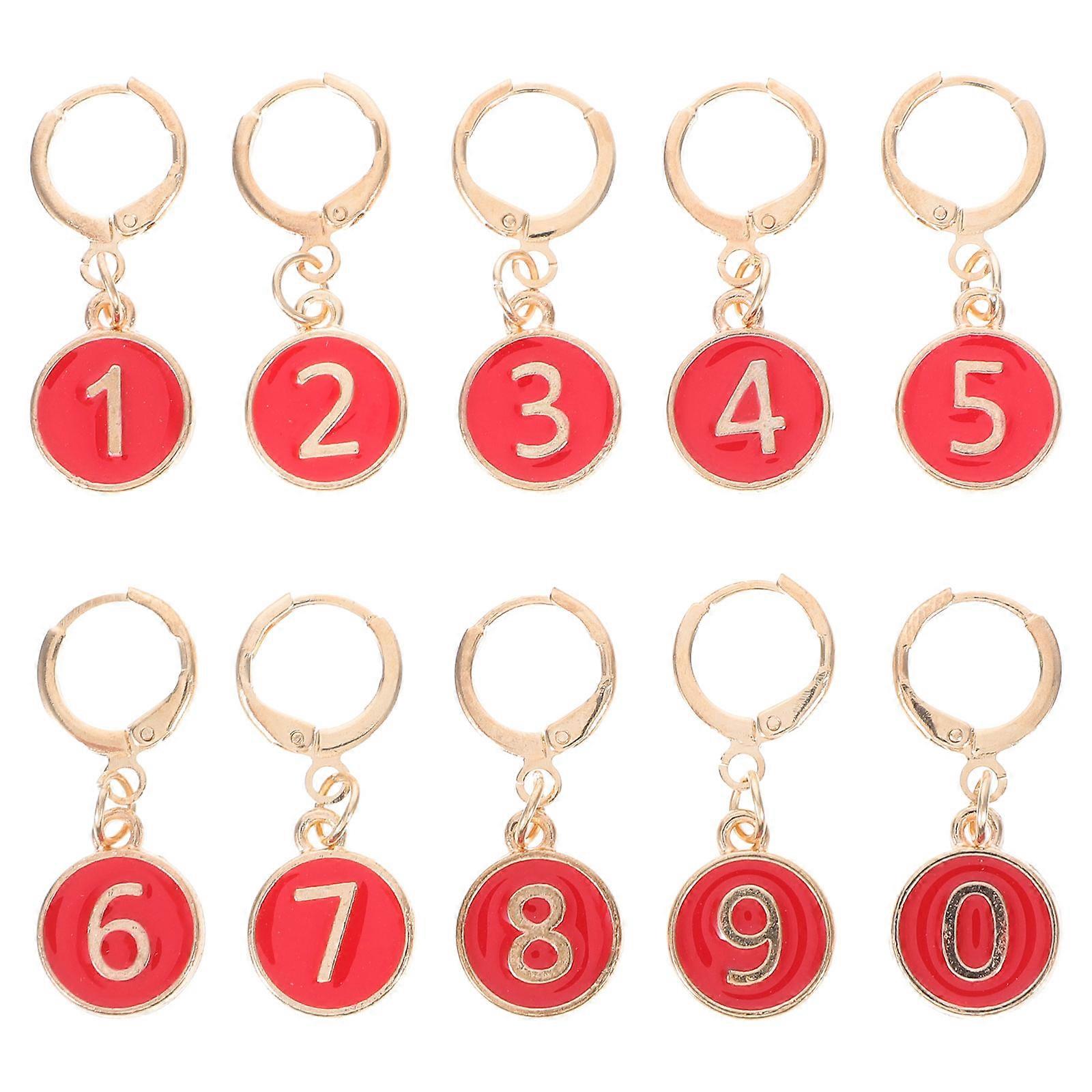 Sky Blue Alloy Knitting Row Counter with Numbered Markers for Crafting 1 Set Small Round Crochet Tools