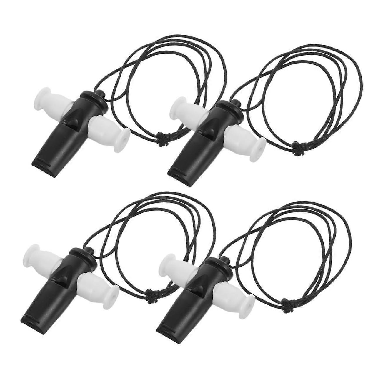 Samba-Beitrag Whistle Pack of 4 for Coaches and Referees, Plastic Tin Flute with Lanyard, White Trainer Whistle