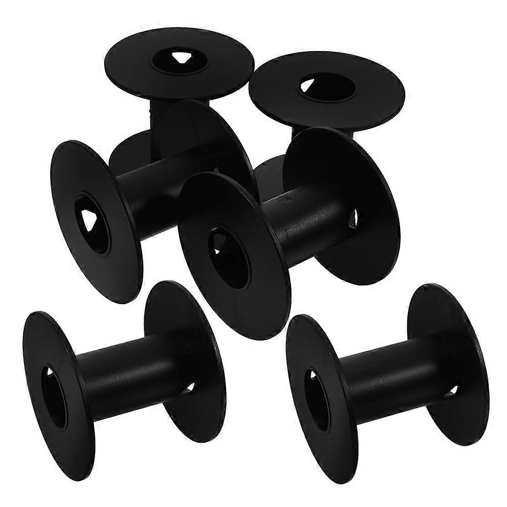 Empty Wire Spools Cable Holder Bobbin For Home Use Black Plastic 7.10X7.10X6.00CM 6Pcs